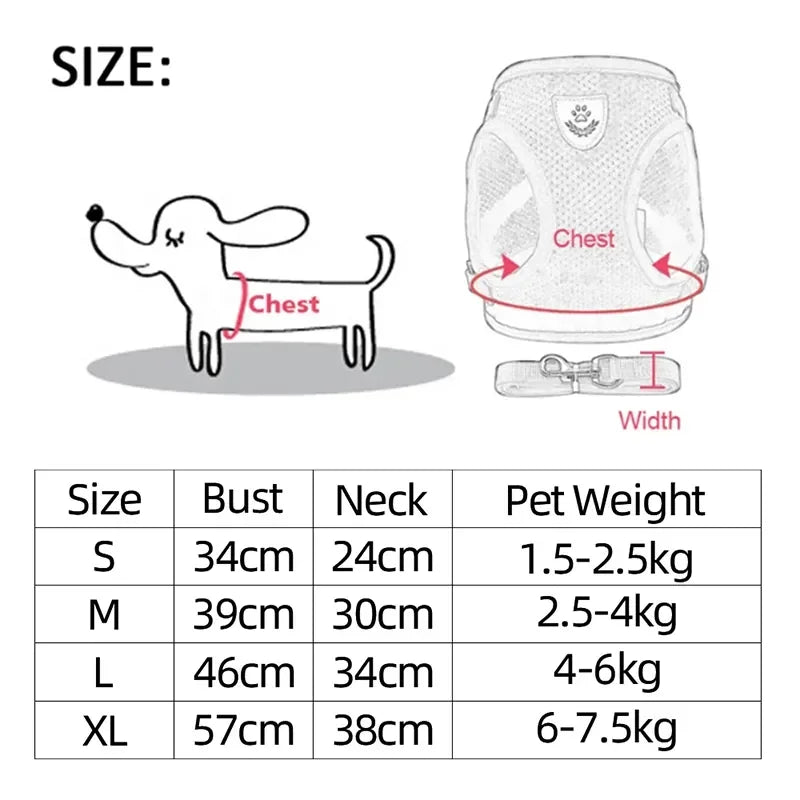 Reflective Pet Harness With Leash